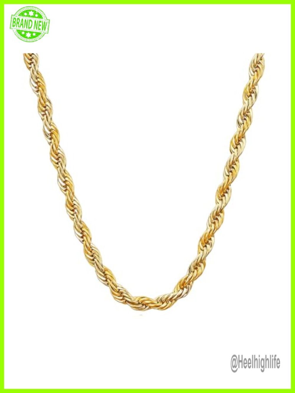 14K Solid Yellow Gold Twisted Rope Chain Necklace Diamond-Cut 1.5mm 16in